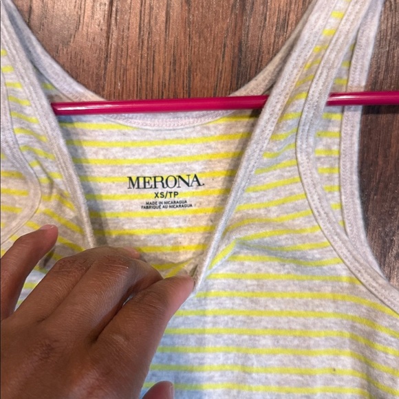XS Merona Yellow and White & Light Gray Striped Tank Top - Picture 4 of 8